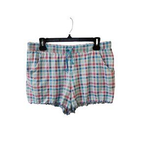 Secret Treasures Soft Blue Pink Plaid Pajama Sleep Lounge Shorts Women's Medium